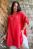 Tasha Cushion Cotton Oversized Shirt Tunic Watermelon
